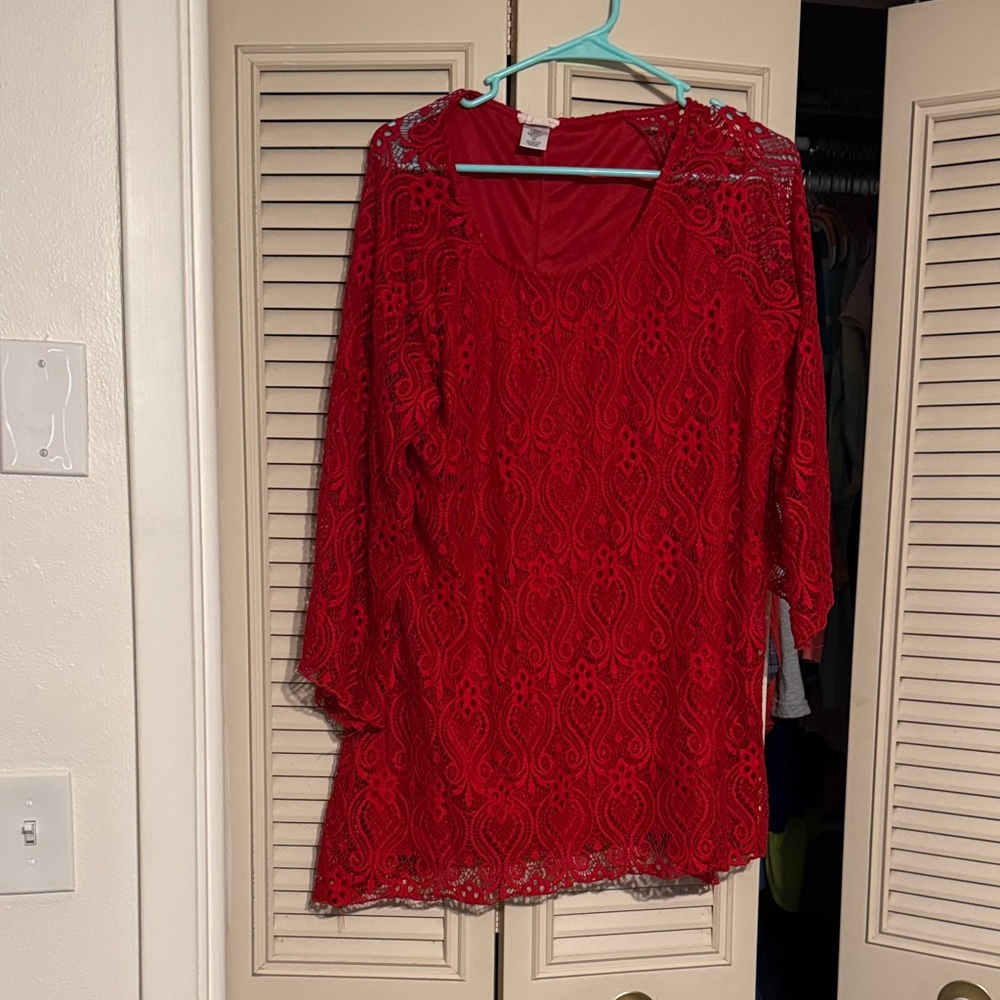 Brittany Black Red Lace Top